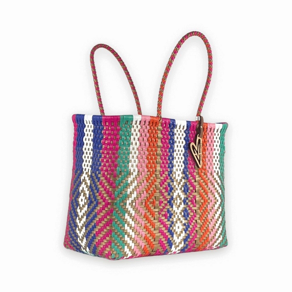Gym Visit Canvas Material Maria Victoria | Lilac Roller Totes | Upcycled, Handwoven, Multicolor Tote