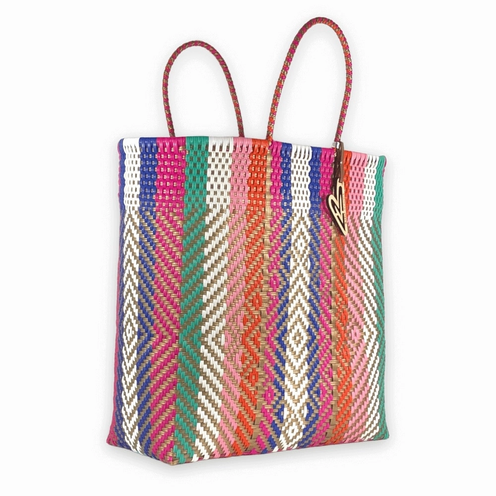 Weekend Journey Maria Victoria | Lilac Roller Totes | Upcycled, Handwoven, Multicolor Tote
