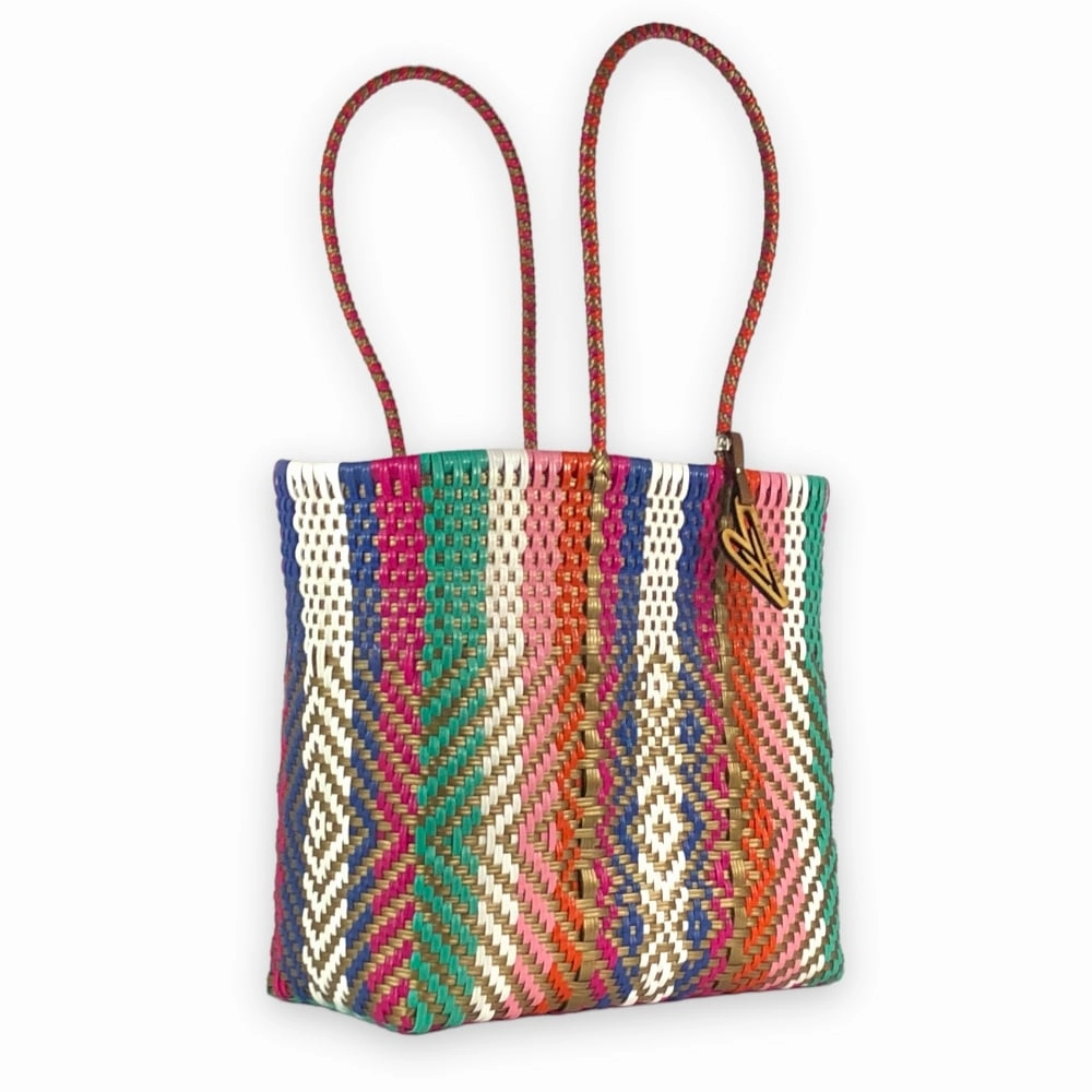 Maria Victoria | Lilac Roller Totes | Upcycled, Handwoven, Multicolor Tote Durable Material Study Function