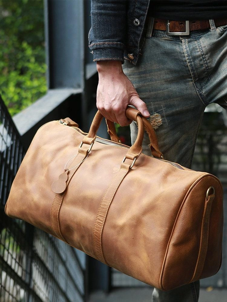 Mens Travel Bag, Full Grain Leather Duffel Bag, Handcrafted Duffle Bag, Weekend Luggage Bag,Unique Christmas Gifts,Carry-on Bag Practical Everyday