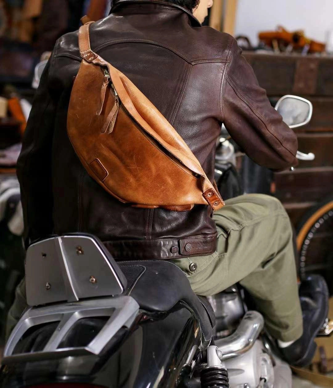 Men's Sling Bag Handmade | Italian Full Grain Leather Bum Bag | Belt Bag Compact Journey