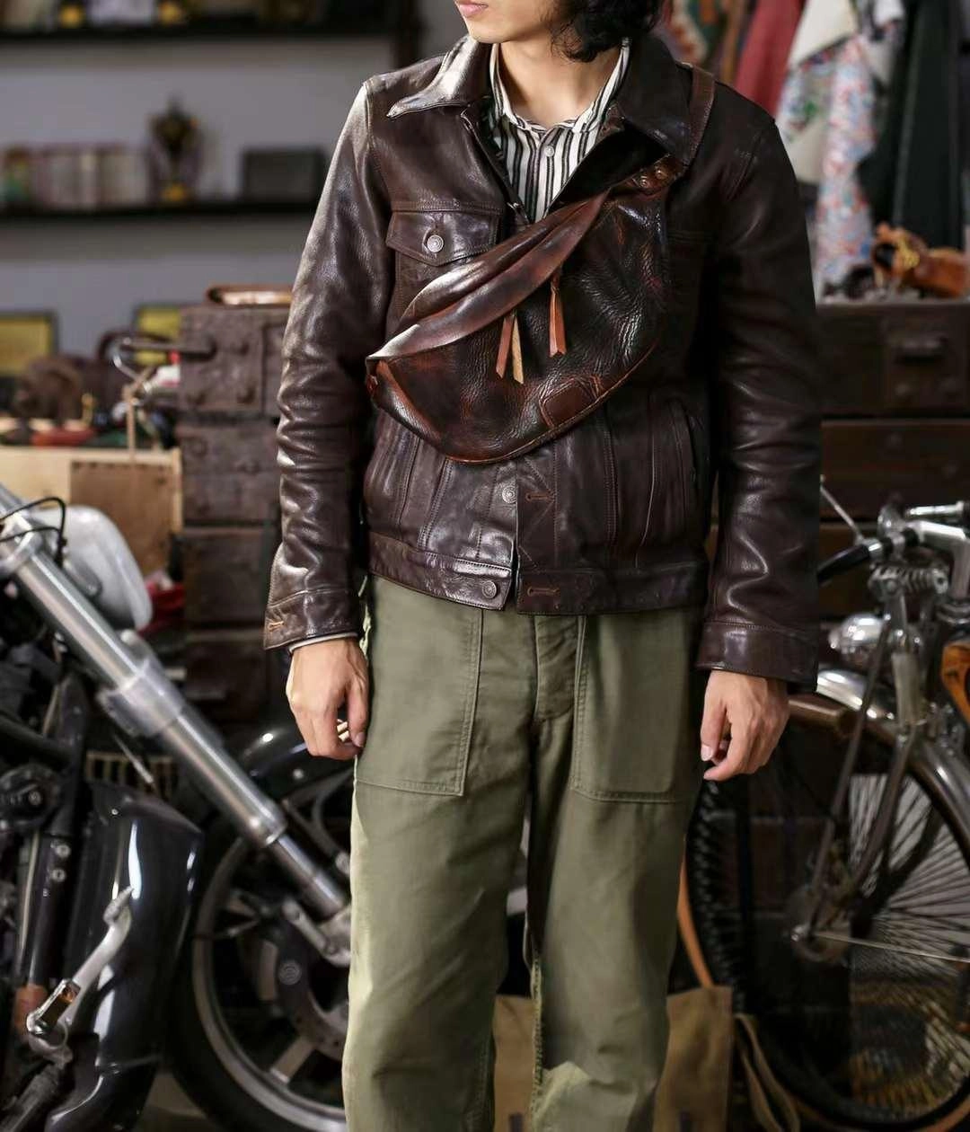 Casual Gear Daily Carry Men's Sling Bag Handmade | Italian Full Grain Leather Bum Bag | Belt Bag