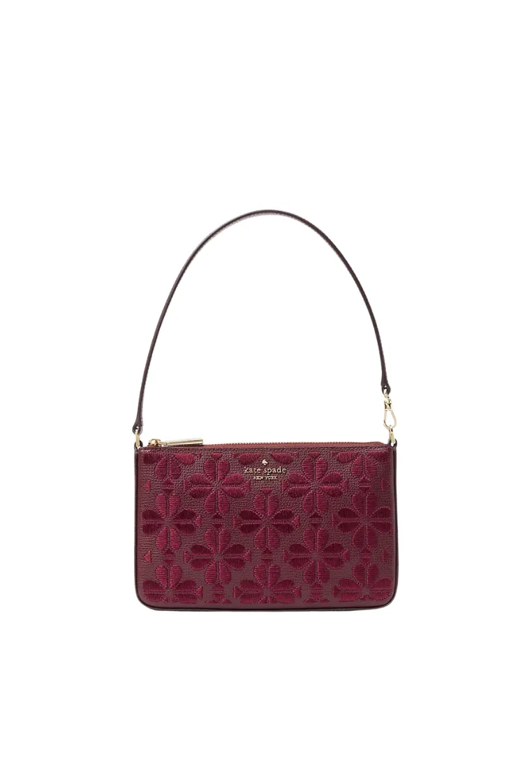 Trendy card case Kate Spade Spade Flower Embroidered Wallet Convertible In Dark Merlot KL898