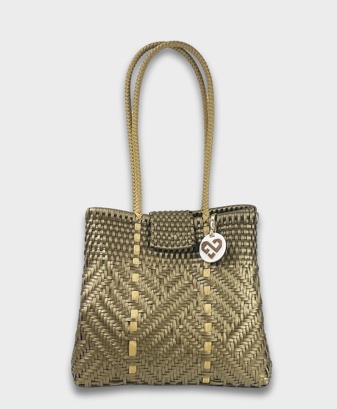 Maria Victoria | Glimmer Golden TC | Upcycled, Handwoven, Shoulder Bag Comfy Everyday Casual Touch