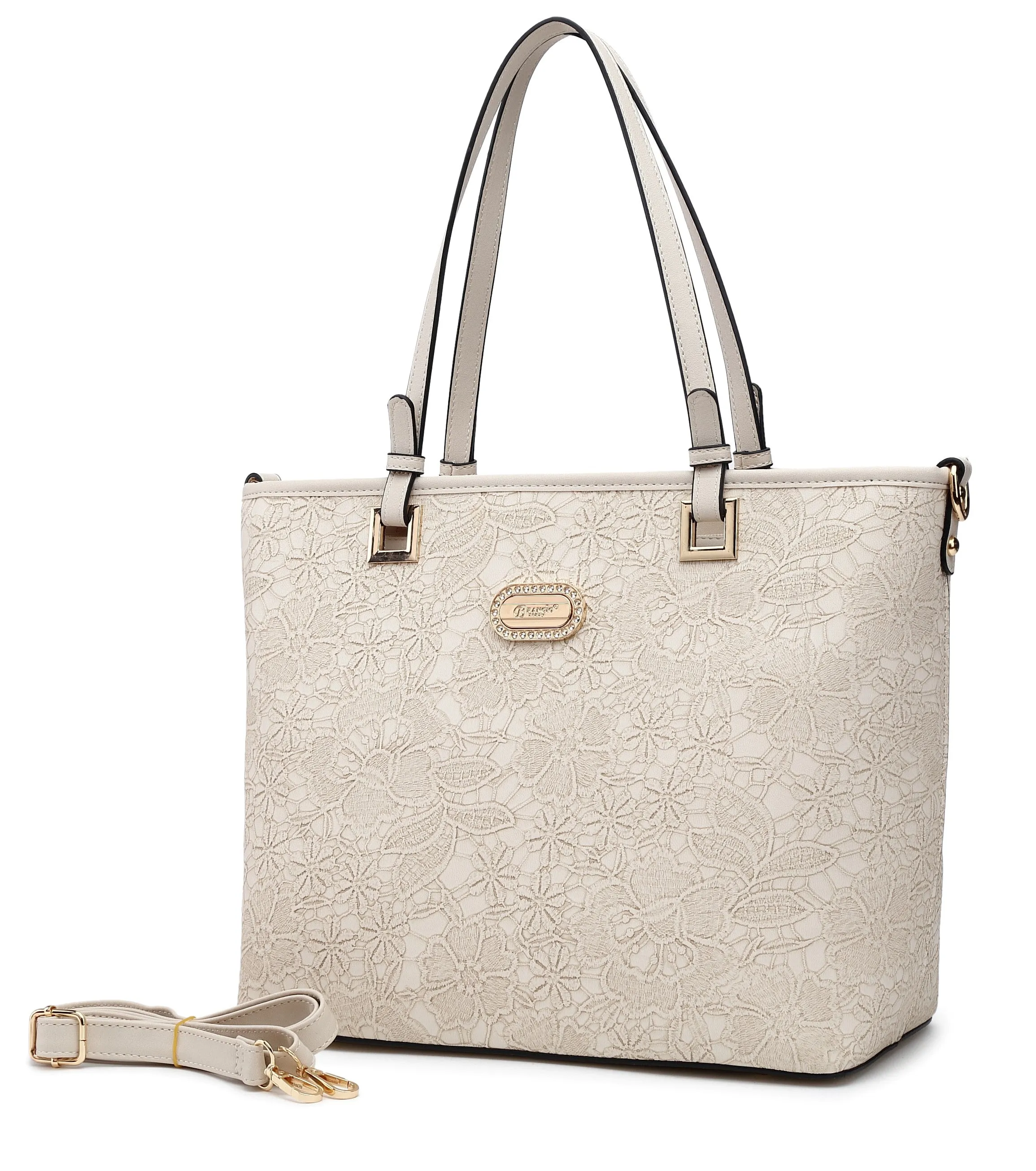 Blossoming Love Floral Tote Bag Gold Accent Urban Aesthetic