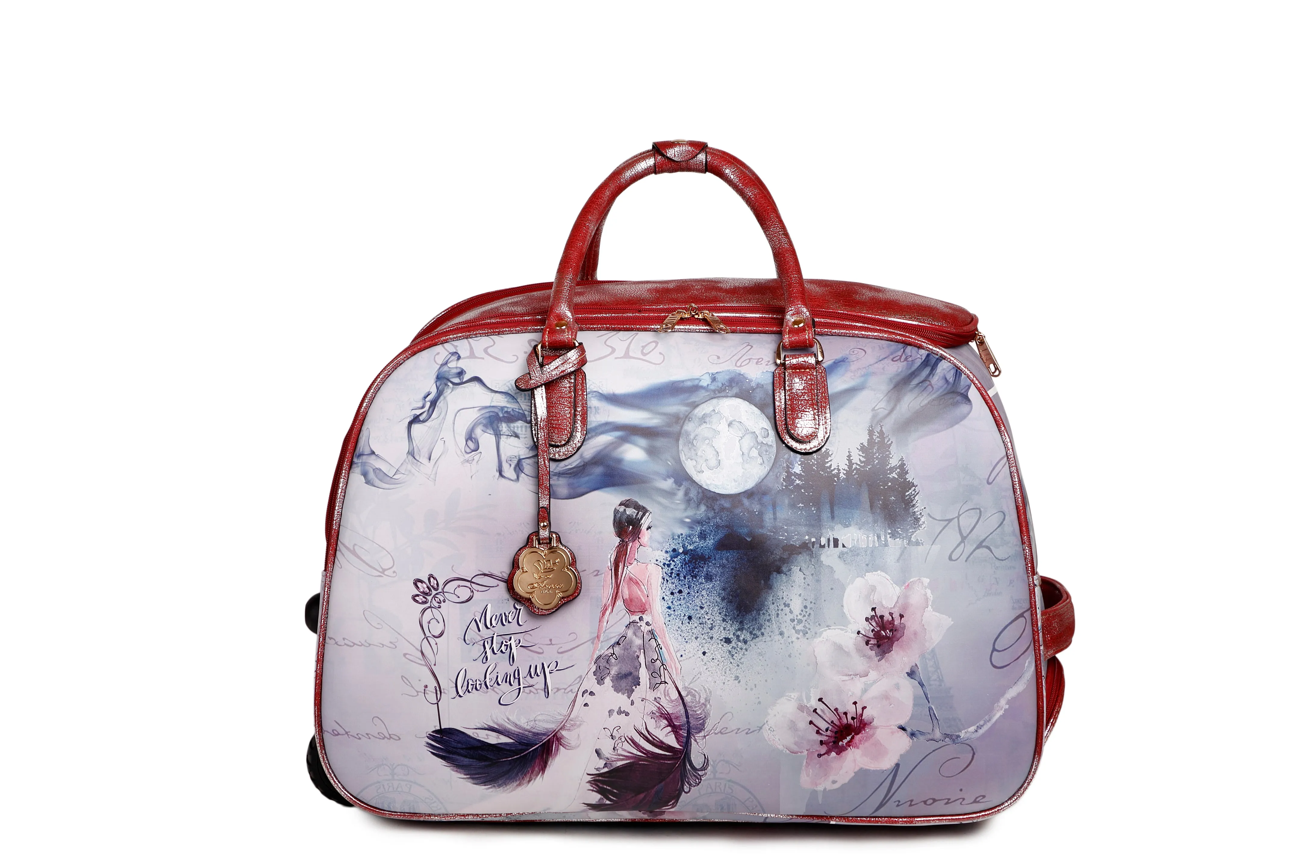 Holiday Mood Modern Heritage Fairy Tale Vegan Travel Duffle Bag W/Wheel