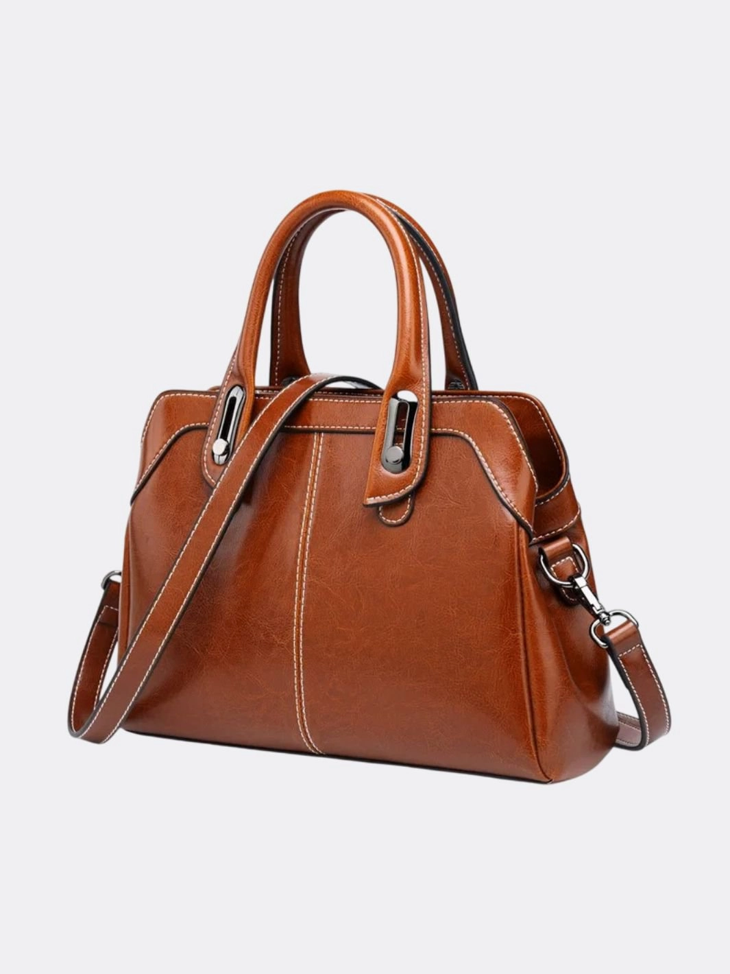Vintage Leather Handbag with Top Handle and Detachable Strap Timeless Function Urban Utility