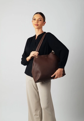 Compact Performance Stella Genuine Leather Handbag (Brown)