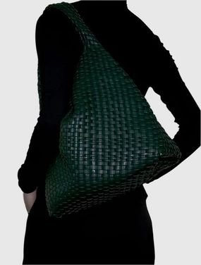 Large Handwoven Vegan Leather Tote Bag for Women Functional Organizer