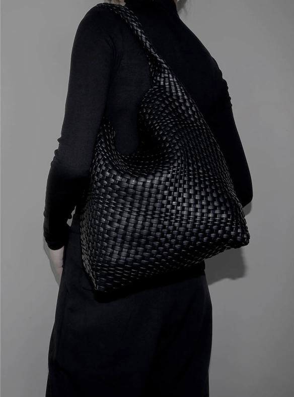 Large Handwoven Vegan Leather Tote Bag for Women Street Fashion