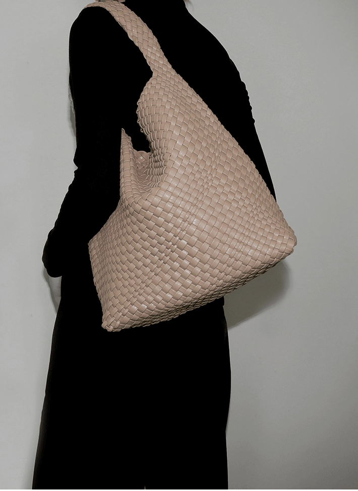 Practical Storage Large Handwoven Vegan Leather Tote Bag for Women