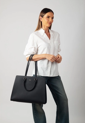 Functional utility Modern Lifestyle Mary Genuine Leather Handbag (Black)