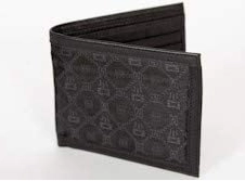 Luxury Street Wallet in Black Silk with Leather Trim