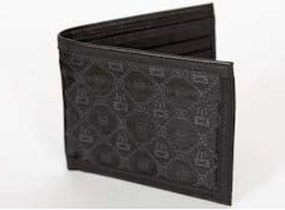 Luxury Street Wallet in Black Silk with Leather Trim