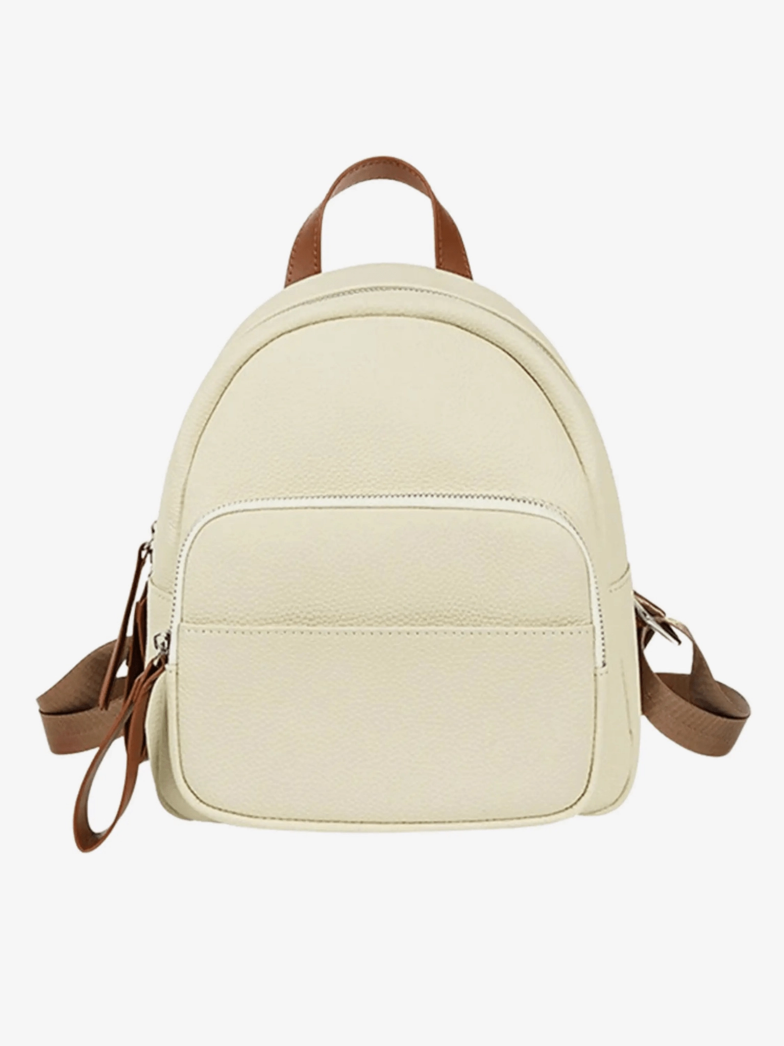 College Campus Urban Traveler Elara | Cream Leather Mini Backpack ?C Chic & Compact