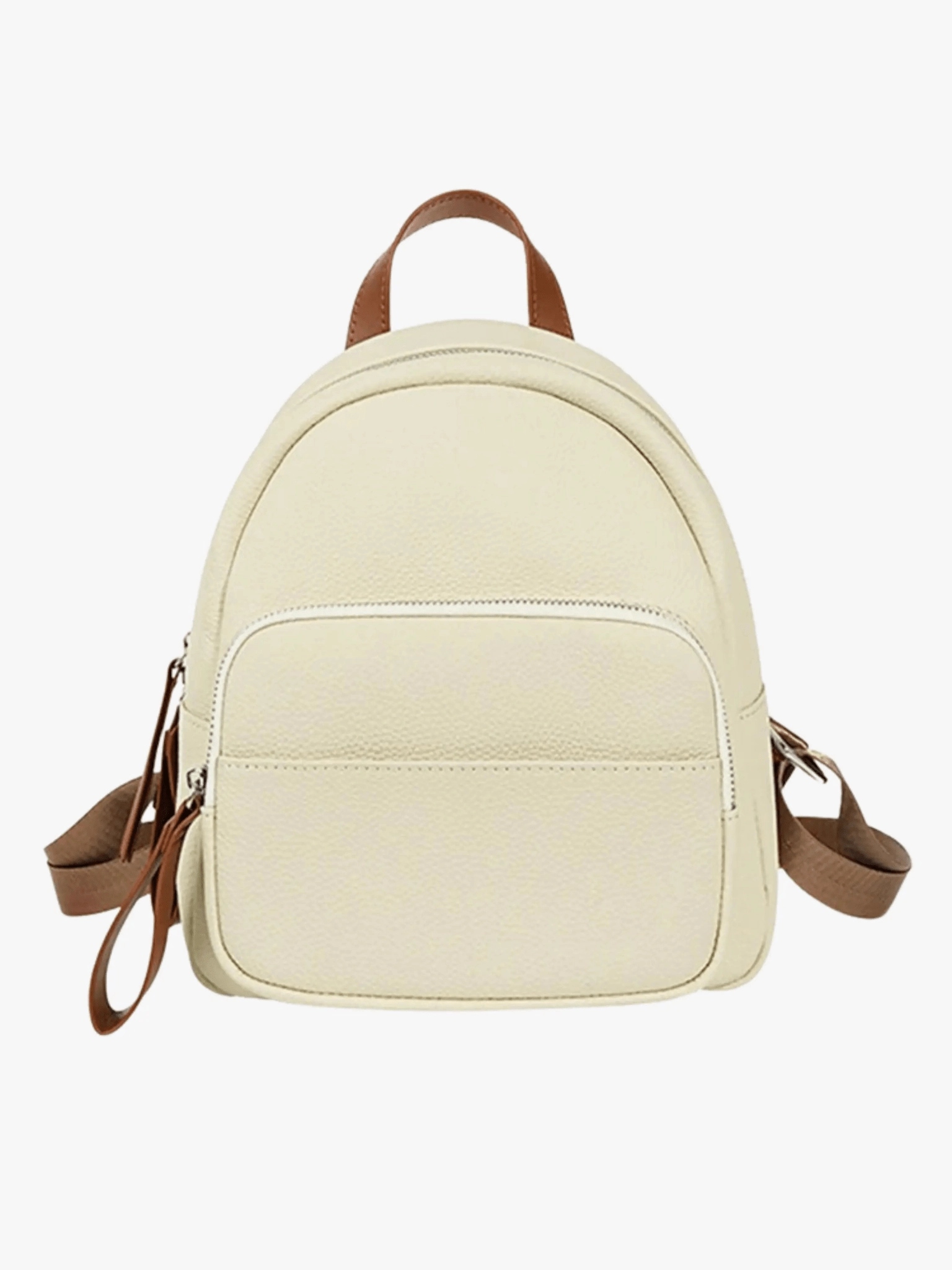 Elara | Cream Leather Mini Backpack ?C Chic & Compact Sporty Look