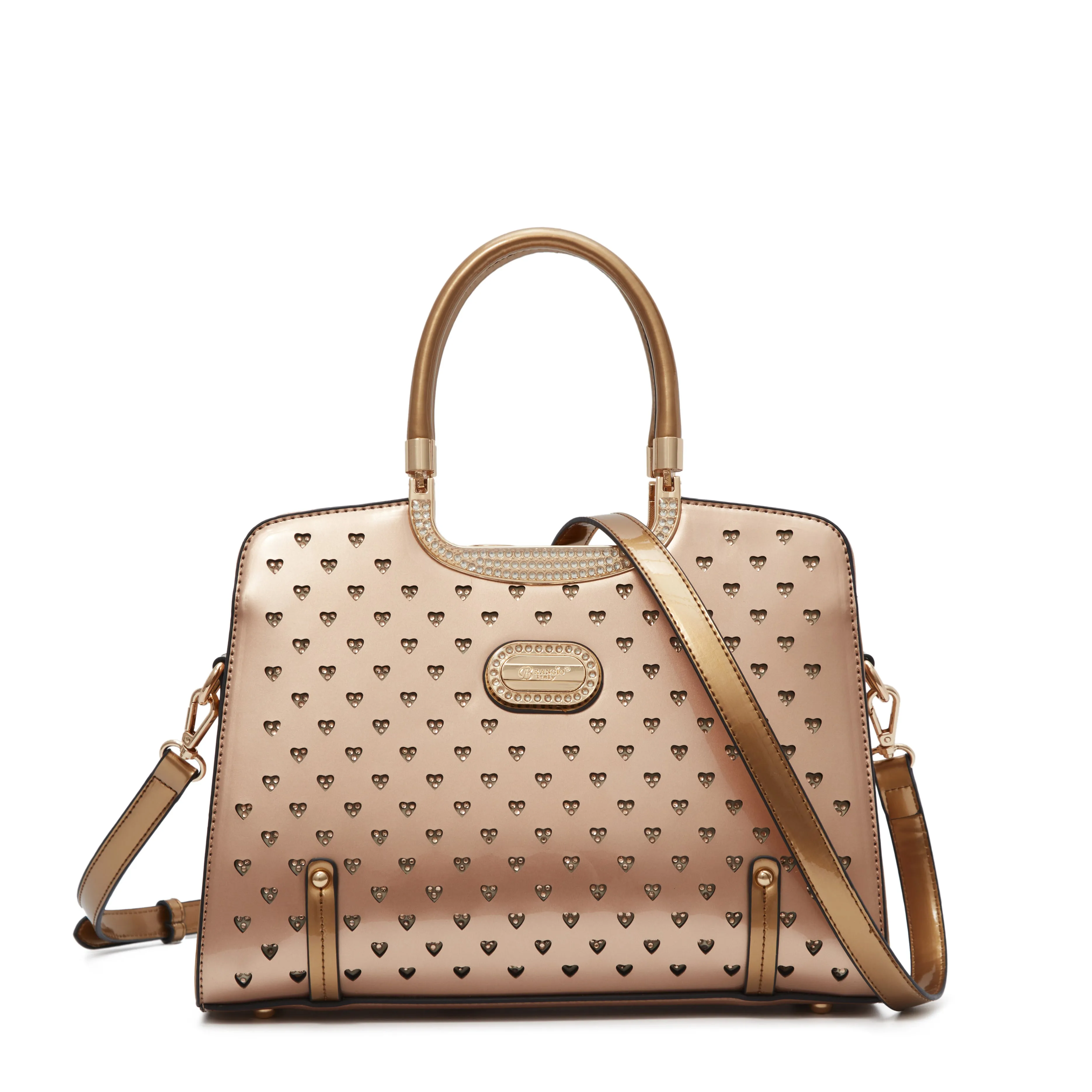 Classic Essential Brangio Glossy Handbag with Floral Accent