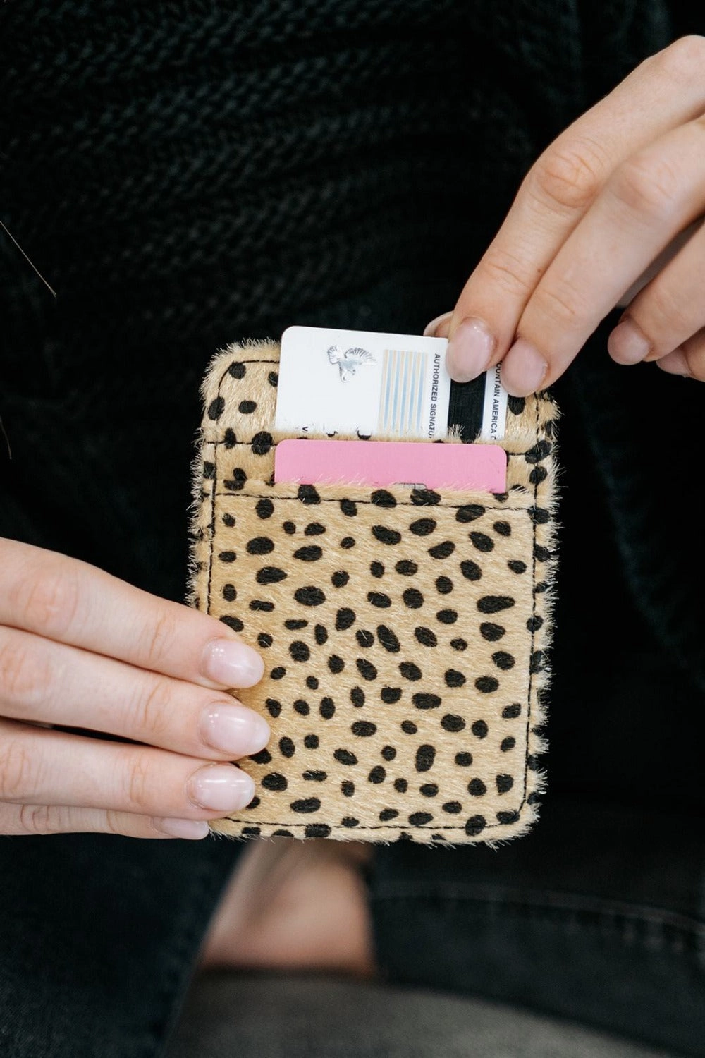 Soft leather wallet Functional Style Joslyn Credit Card Wallet Keychain - Final Sale