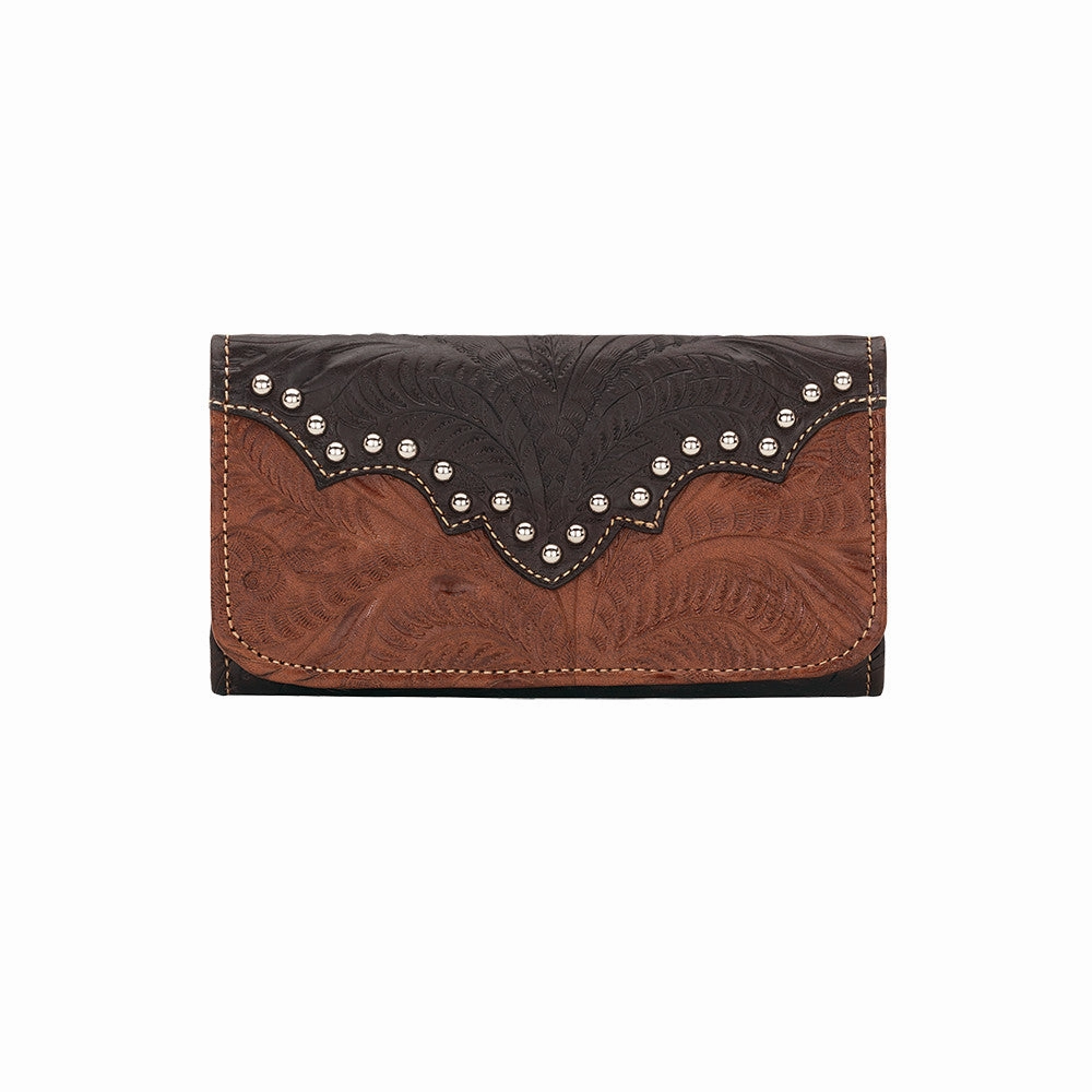 American West Handbag Annie's Secret Collection: Leather Tri-Fold Western Wallet Strong Edge Minimal Look