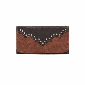 American West Handbag Annie's Secret Collection: Leather Tri-Fold Western Wallet Strong Edge Minimal Look