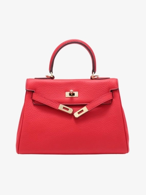 Durable Material City Commuter Rivelle | Red Textured Leather Handbag ?C Bold & Sophisticated