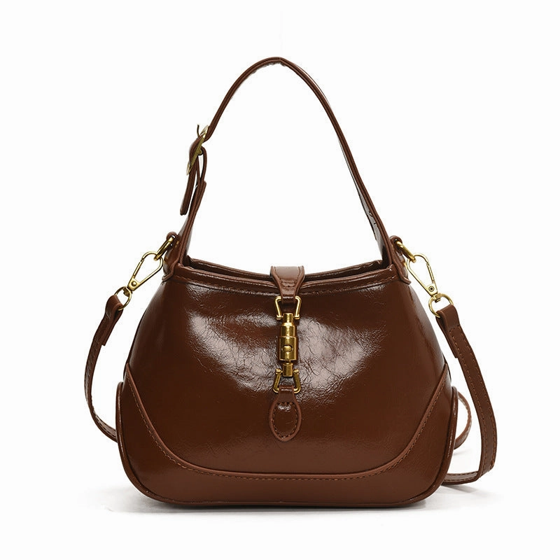 Practical Design Fashion Utility Sofie Saddle Bag ?C Glossy Burgundy Vegan Leather Shoulder Bag