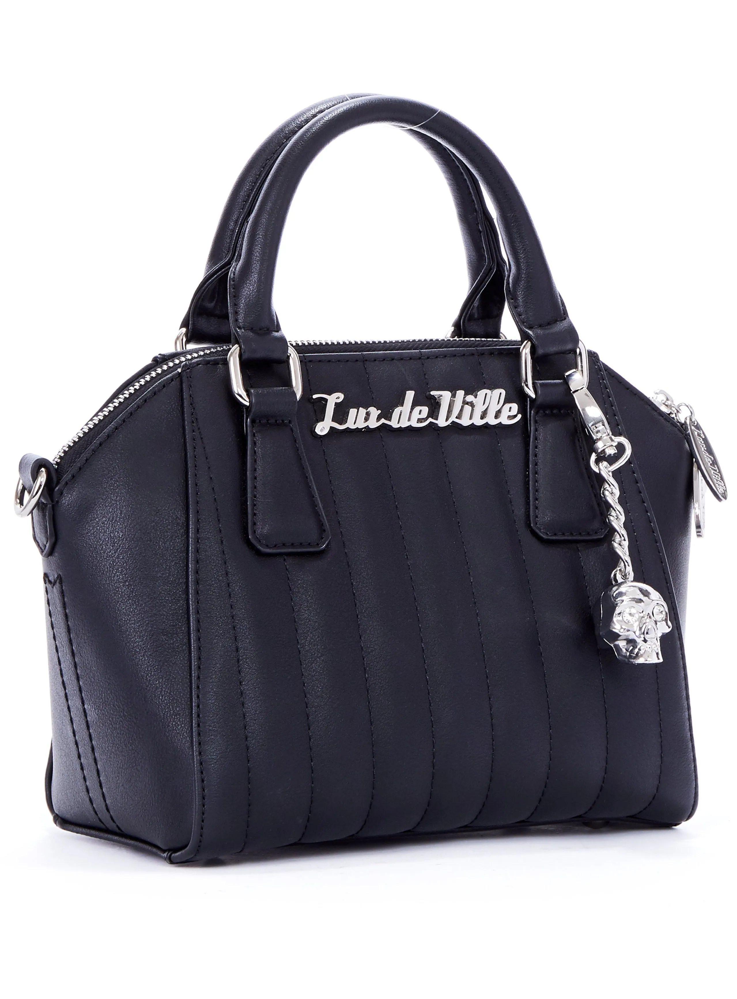 Timeless Lifestyle Mini Lady Vamp Tote in Matte Black by Lux De Ville (with crossbody strap)