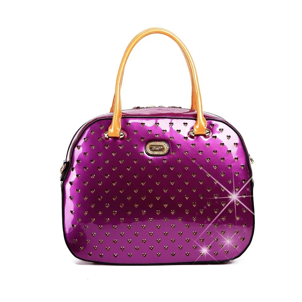 Classic Piece Starz Art Vegan Leather Retro Crystal Overnight Latch On Bag