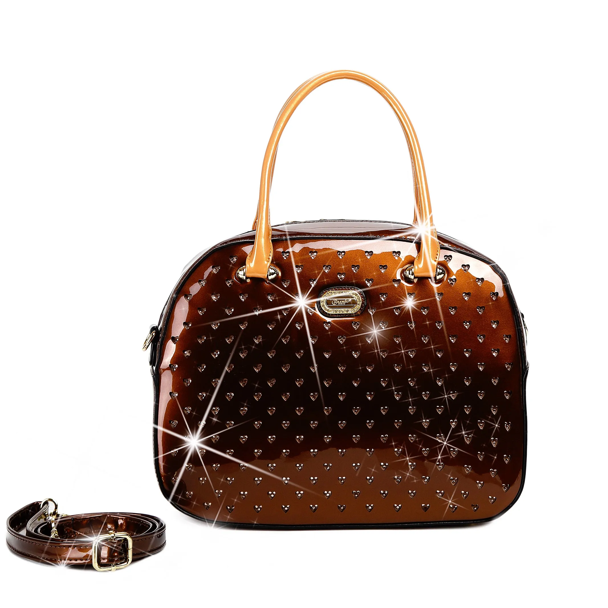 Starz Art Vegan Leather Retro Crystal Overnight Latch On Bag Modern Weekend Work Essentials