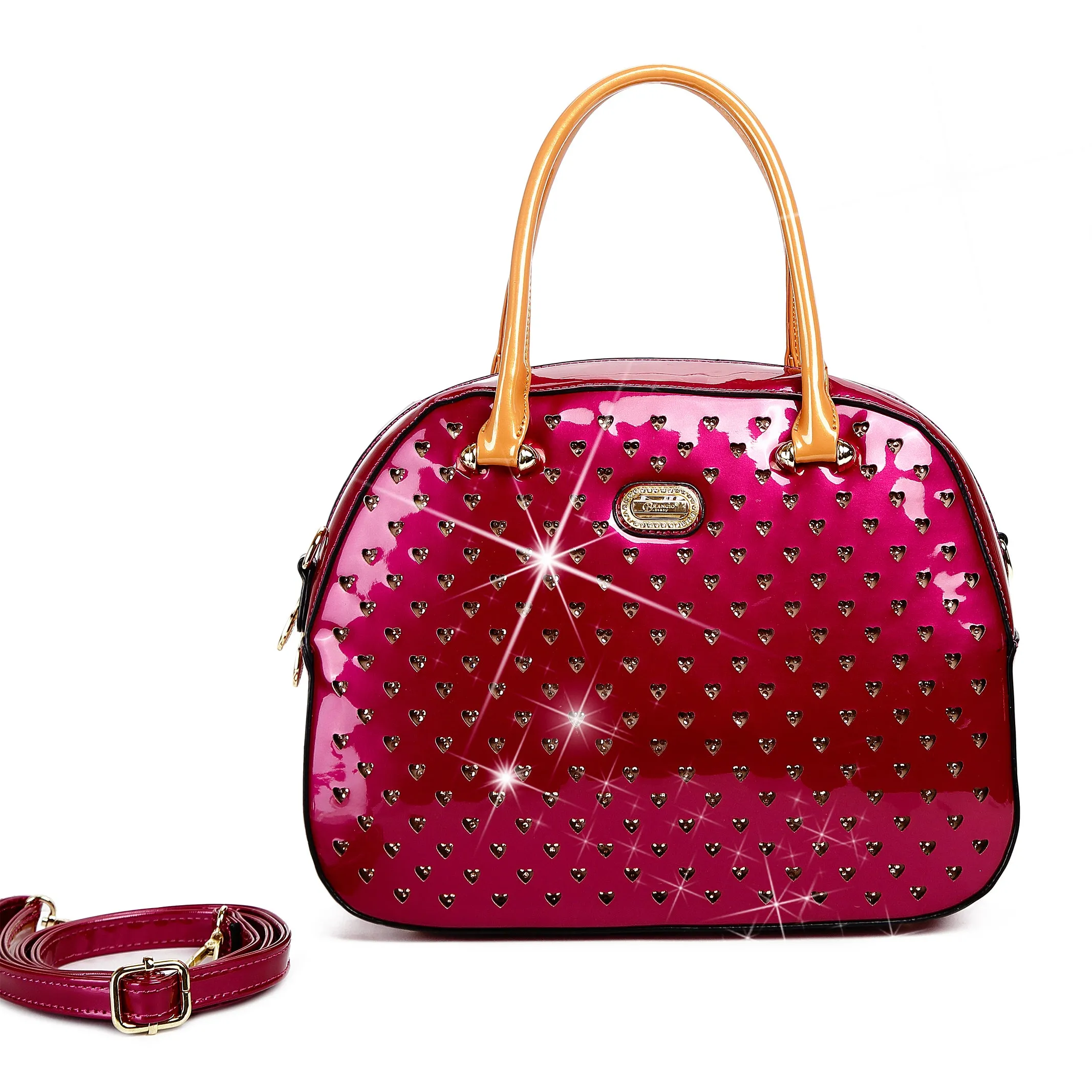 Soft Material Starz Art Vegan Leather Retro Crystal Overnight Latch On Bag