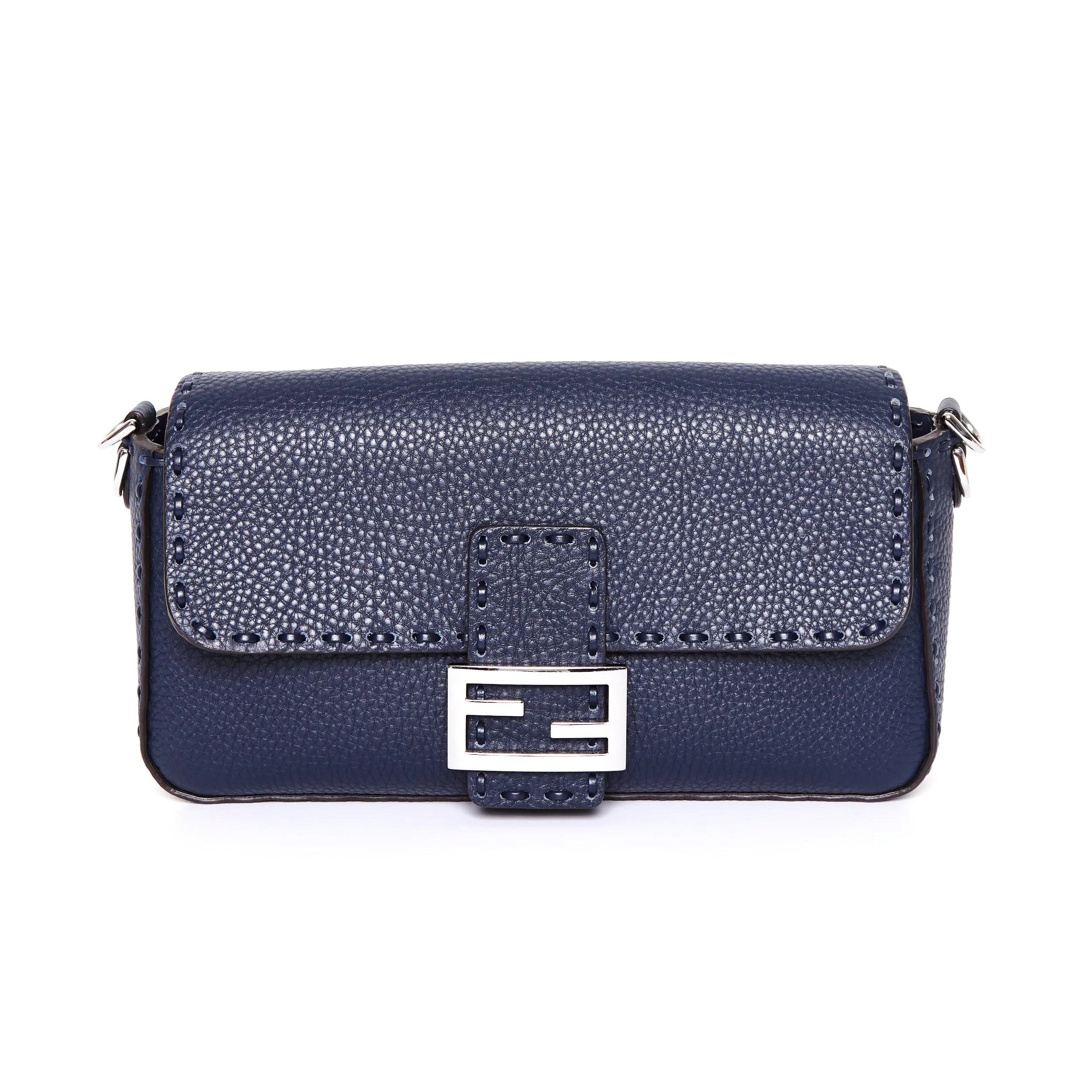 Elegant Functionality FENDI Medium Baguette Bag - Navy