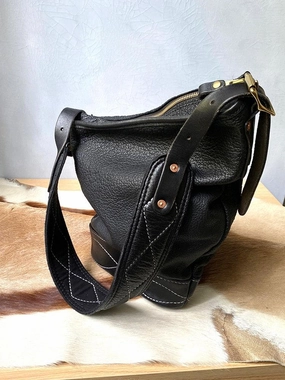 Compact Gear Soft and Delicate Feel Classic Plaid Crossbody Bucket Bag | Handcrafted Full Grain Leather Bag