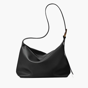 city commute urban vibe Monica Soft Leather Shoulder Bag ?C Slouchy Luxe in Black Leather