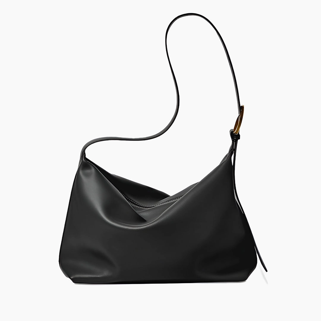 Monica Soft Leather Shoulder Bag ?C Slouchy Luxe in Black Leather Work Routine Functional Gear