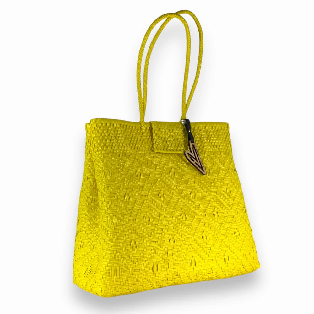 Stylish Detail Modern feature Maria Victoria | Girasol | Upcycled, Handwoven, Multicolor Shoulder Tote