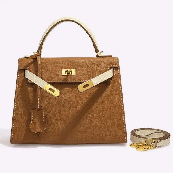 Structured business bag Smart Utility Jovienne | Luxury Teal & Tan Leather Handbag ?C Iconic Elegance & Timeless Design