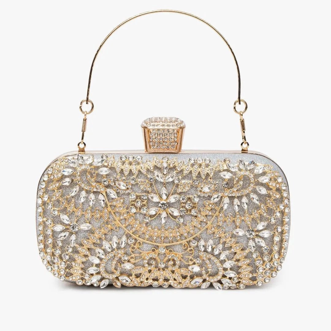 Minimal Essence Anastasia | Gold Crystal Embellished Evening Handbag ?C Royal Elegance