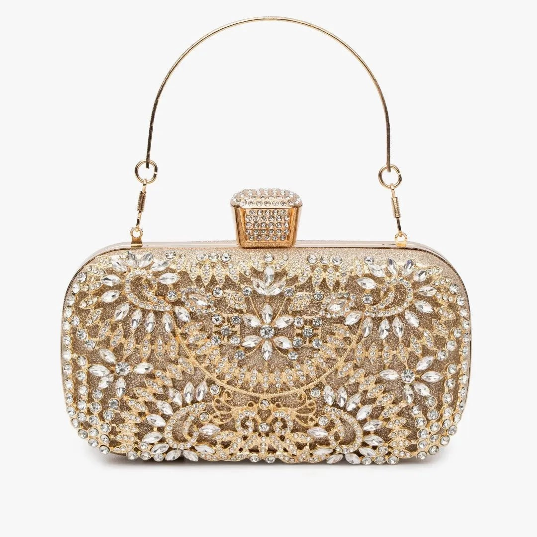 Durable Organizer Minimal Journey Anastasia | Gold Crystal Embellished Evening Handbag ?C Royal Elegance