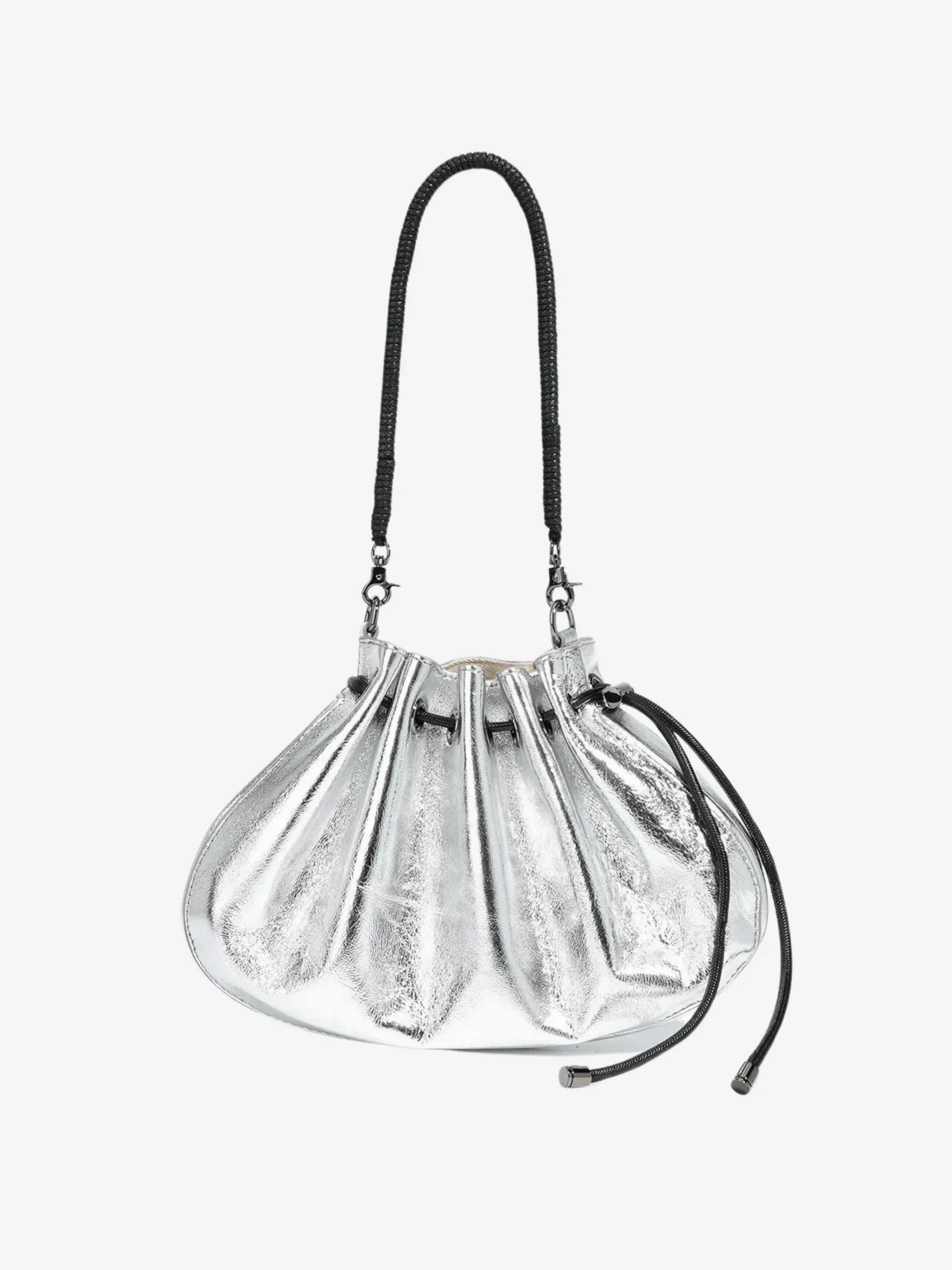 work commute Celeste | Luxe Black Leather Drawstring Bag ?C Unique & Elegant