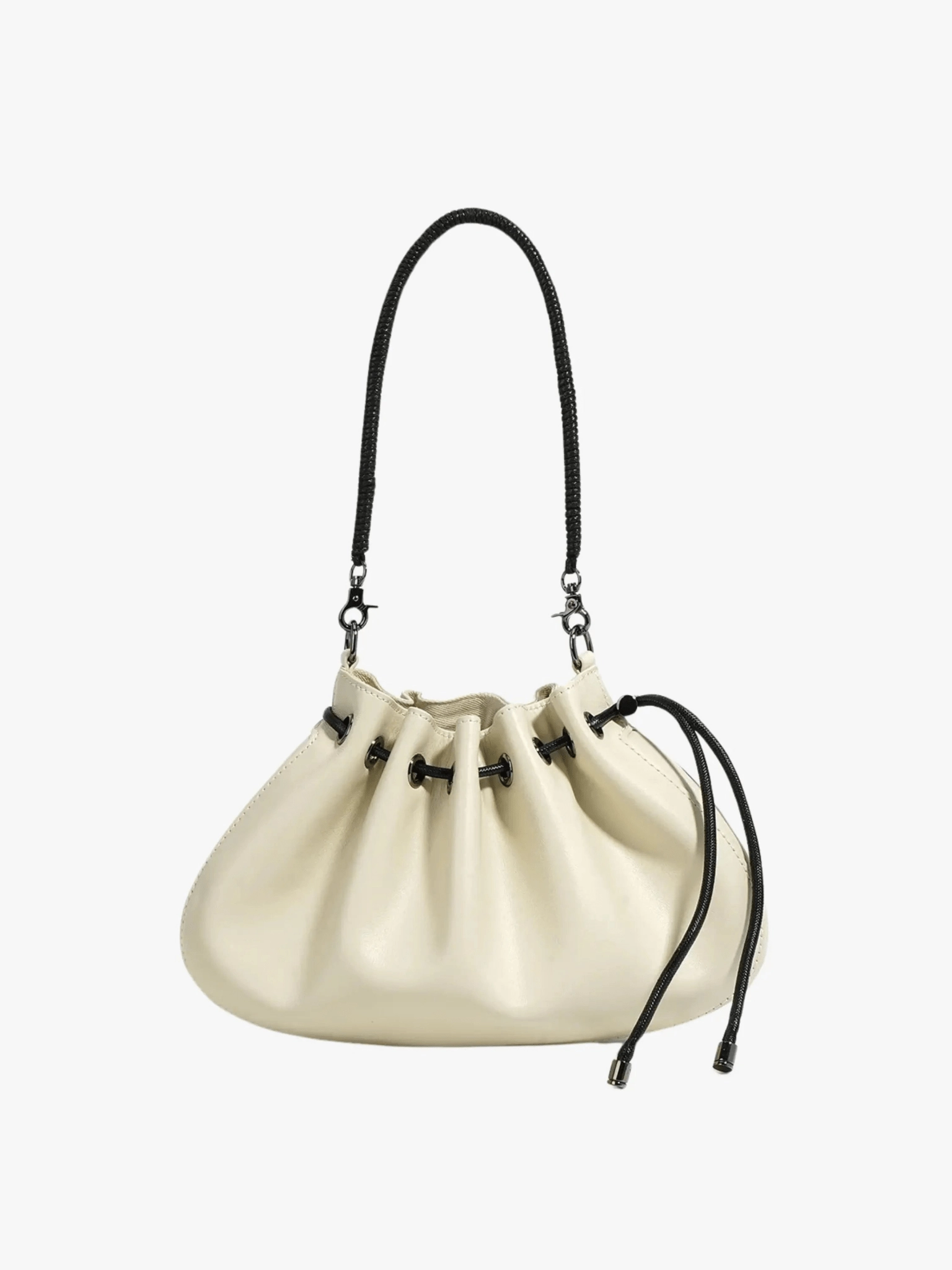 Secure Storage Celeste | Luxe Black Leather Drawstring Bag ?C Unique & Elegant