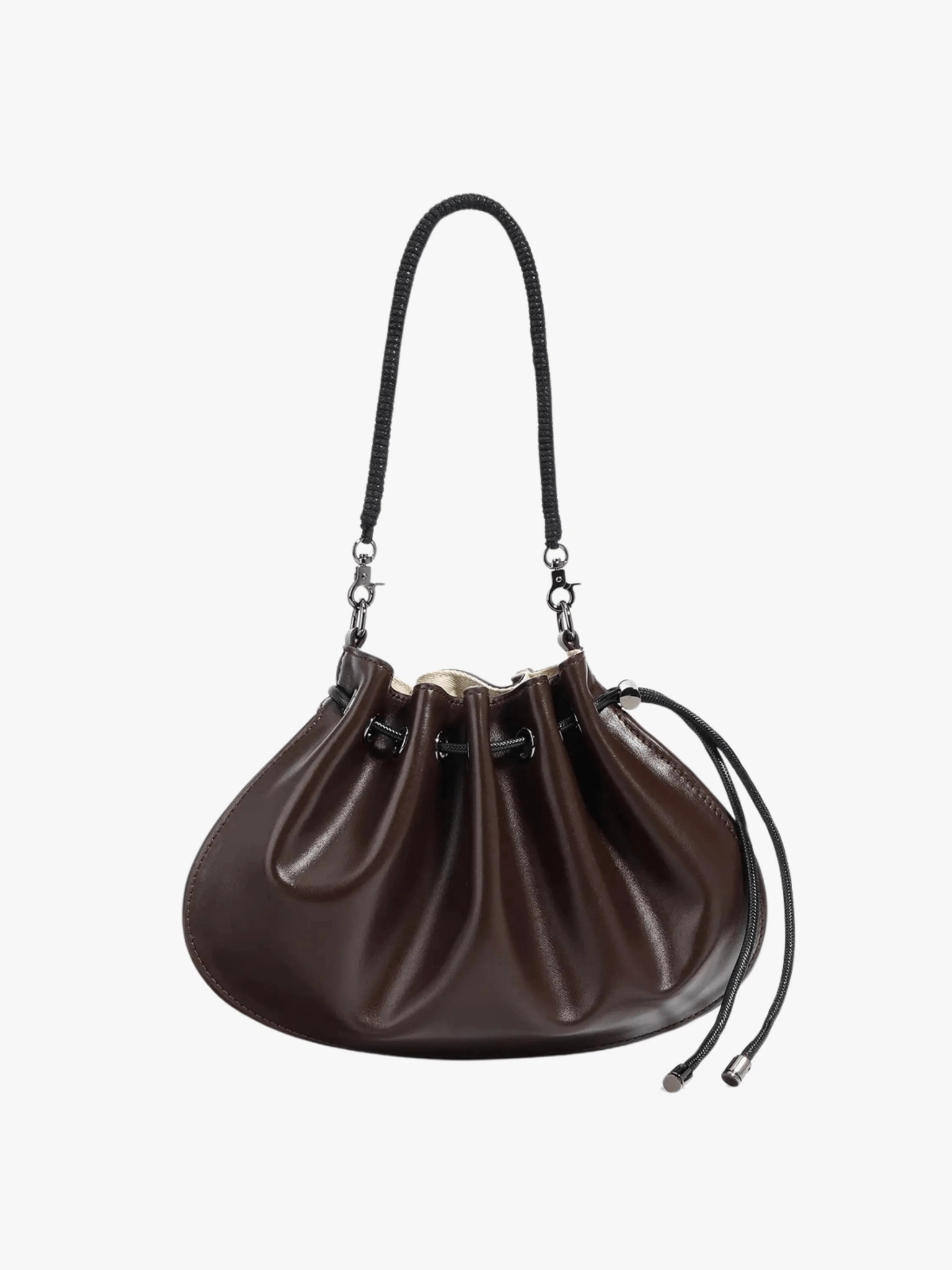 Functional Everyday Practical Journey Celeste | Luxe Black Leather Drawstring Bag ?C Unique & Elegant