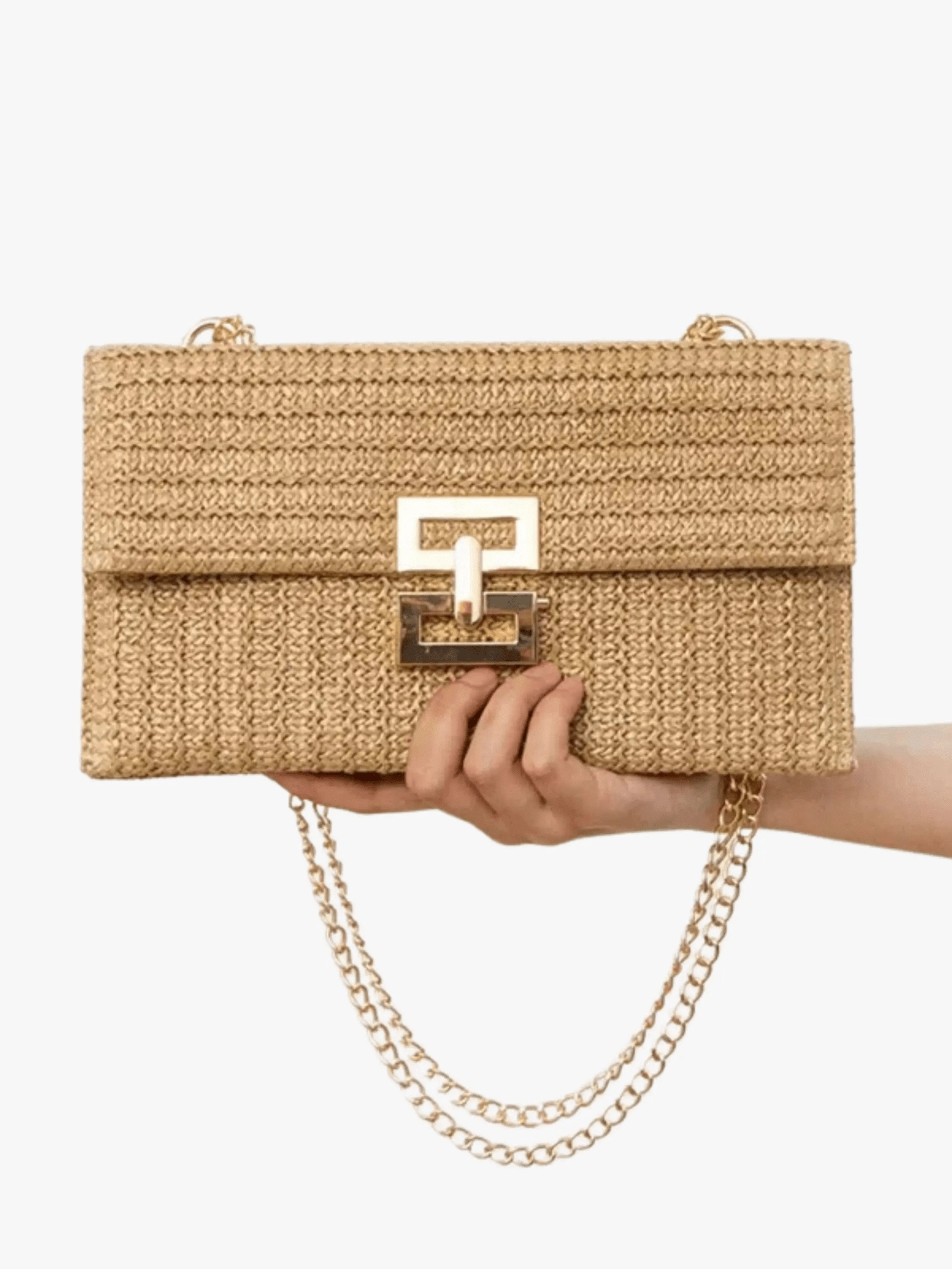 Urban Outfit Soleil | Woven Raffia Chain Shoulder Bag ?C Effortless Chic