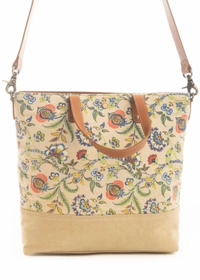 Beige Floral Handbag Tote Functional Feature Classy office bag