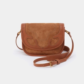 Classic Texture Kiva Small Crossbody in Suede Leather, Oak Barrel
