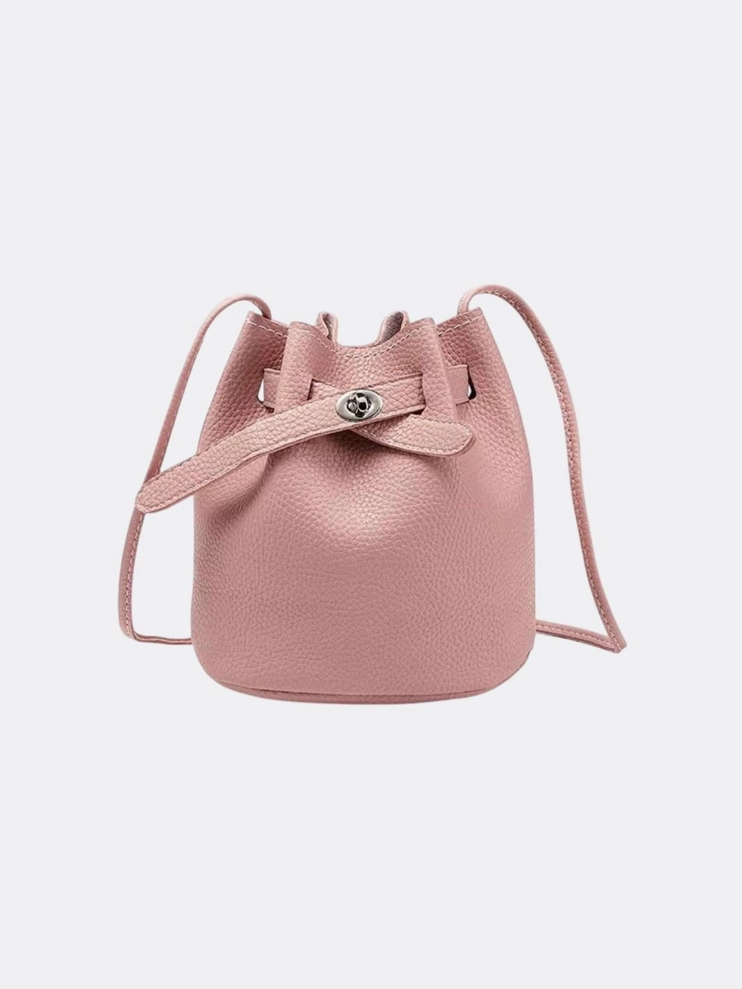 On The Go Mini Bucket Bag with Drawstring and Turn-Lock Closure