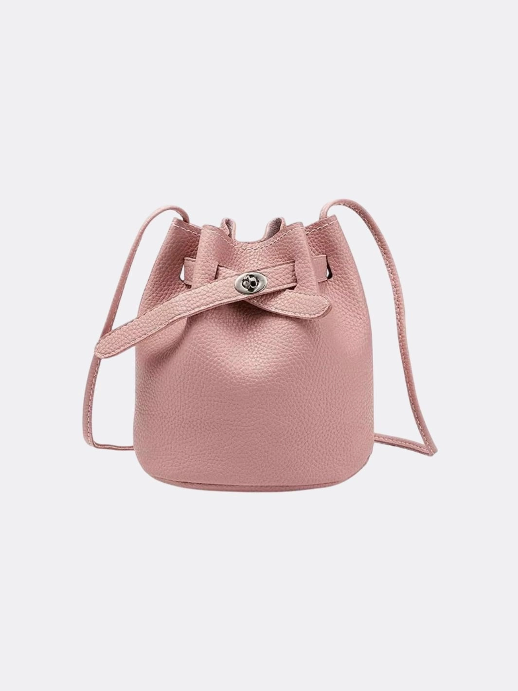 Mini Bucket Bag with Drawstring and Turn-Lock Closure Refined Daily Bag