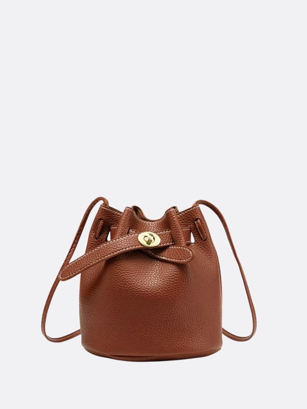Functional Trend Mini Bucket Bag with Drawstring and Turn-Lock Closure