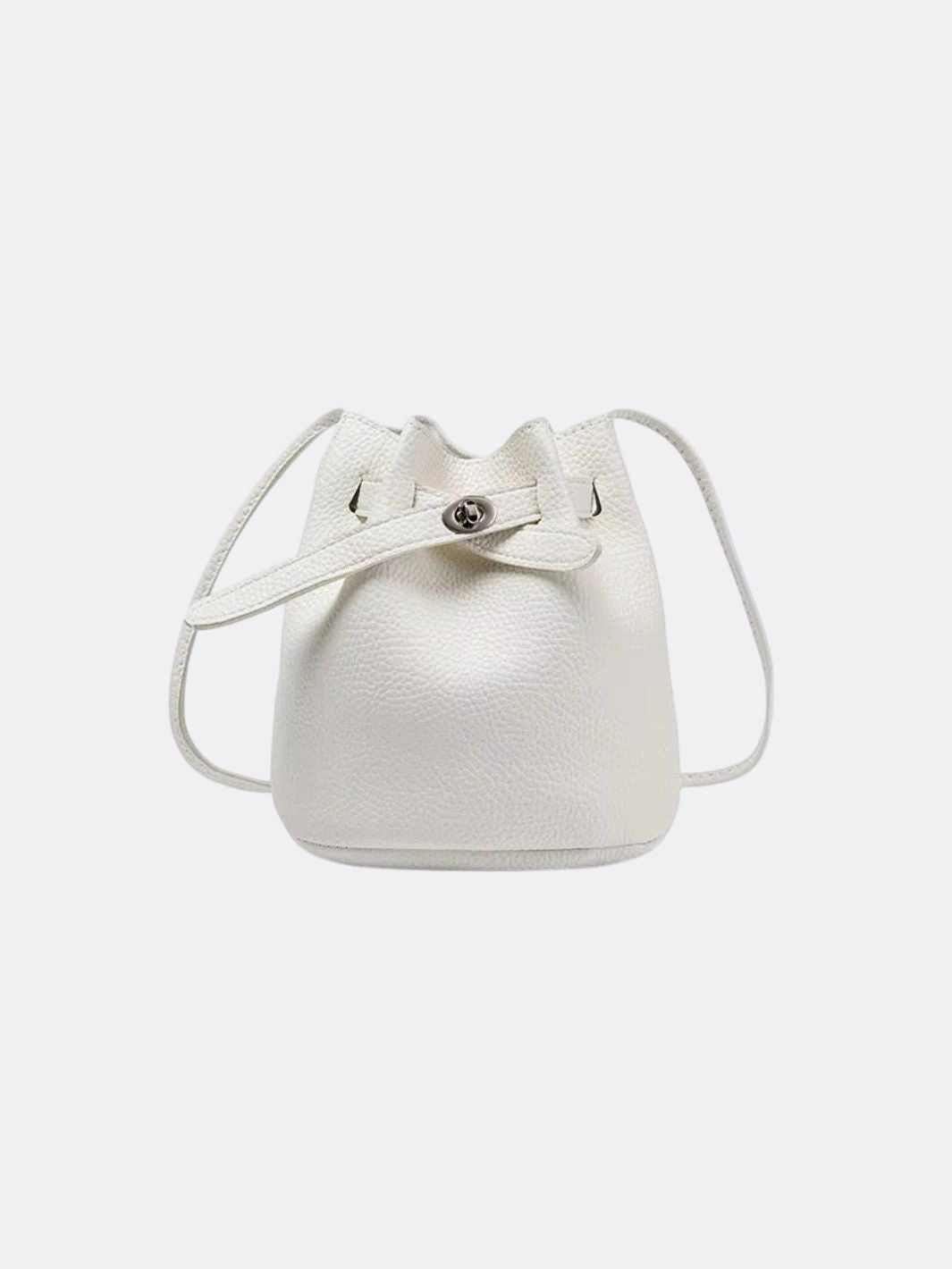 Easy Carry Compact Function Mini Bucket Bag with Drawstring and Turn-Lock Closure