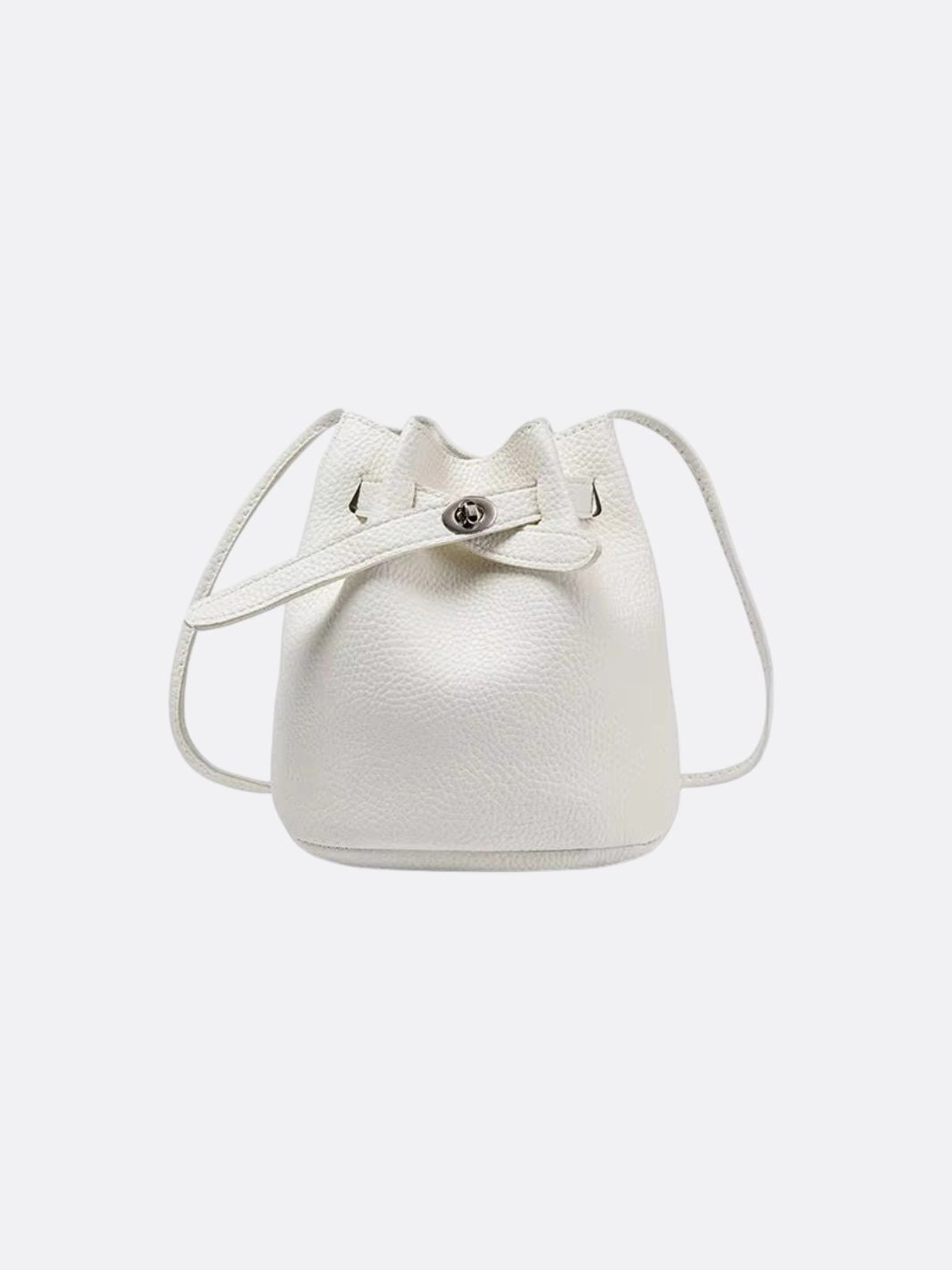 Mini Bucket Bag with Drawstring and Turn-Lock Closure Soft Texture Daily Companion