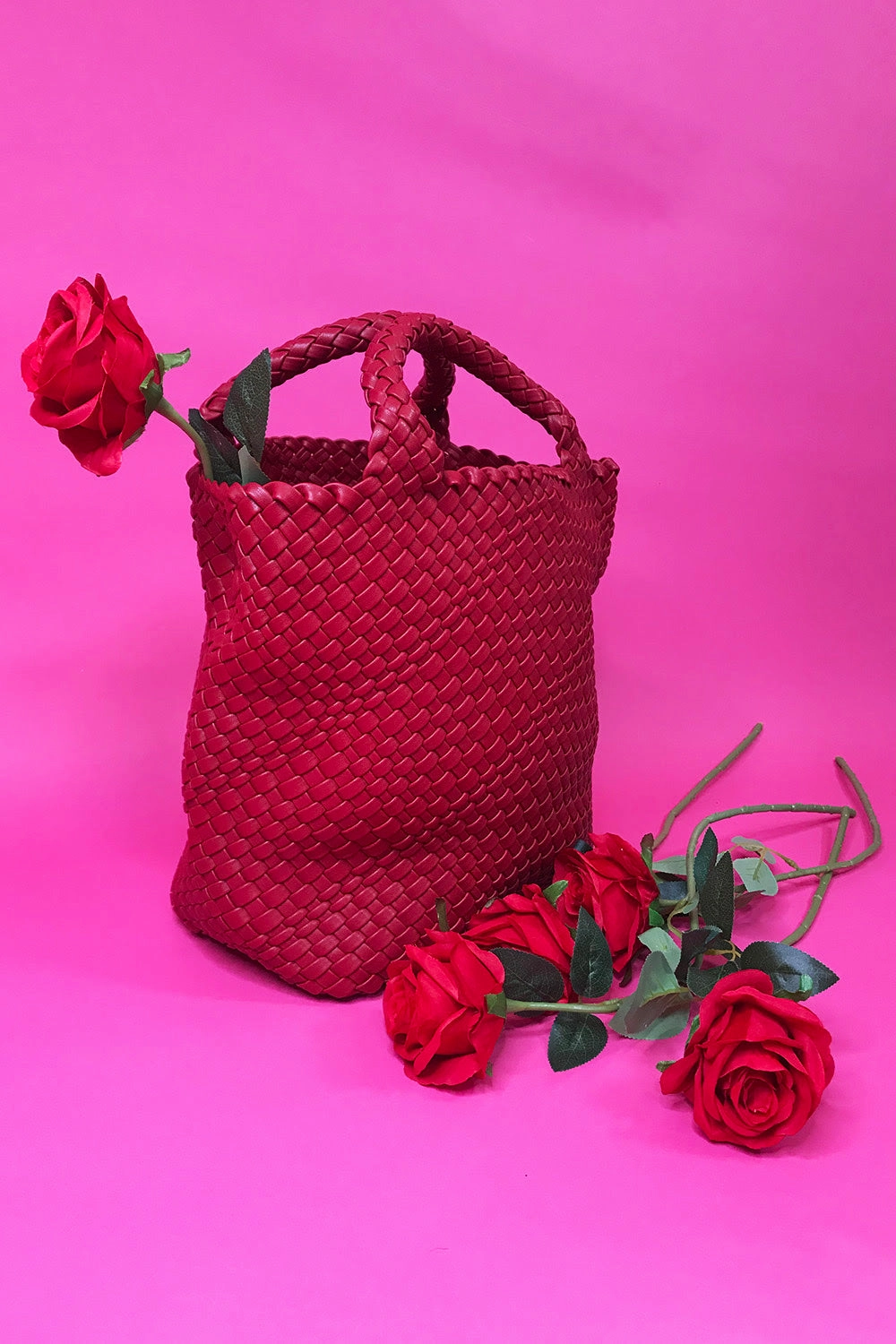 Jayley Hand Knitted Leather Tote Bag PBG25A Minimal Texture